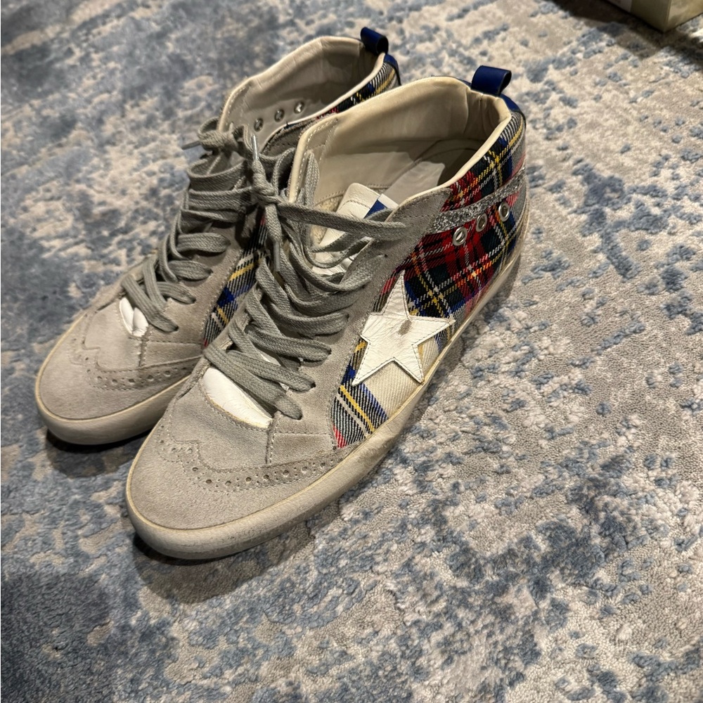 Golden goose plaid high tops